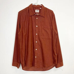 NN07 No Nationality Shirt Mens XL Red Arne Corduroy Button Up Shirt Cotton Blend